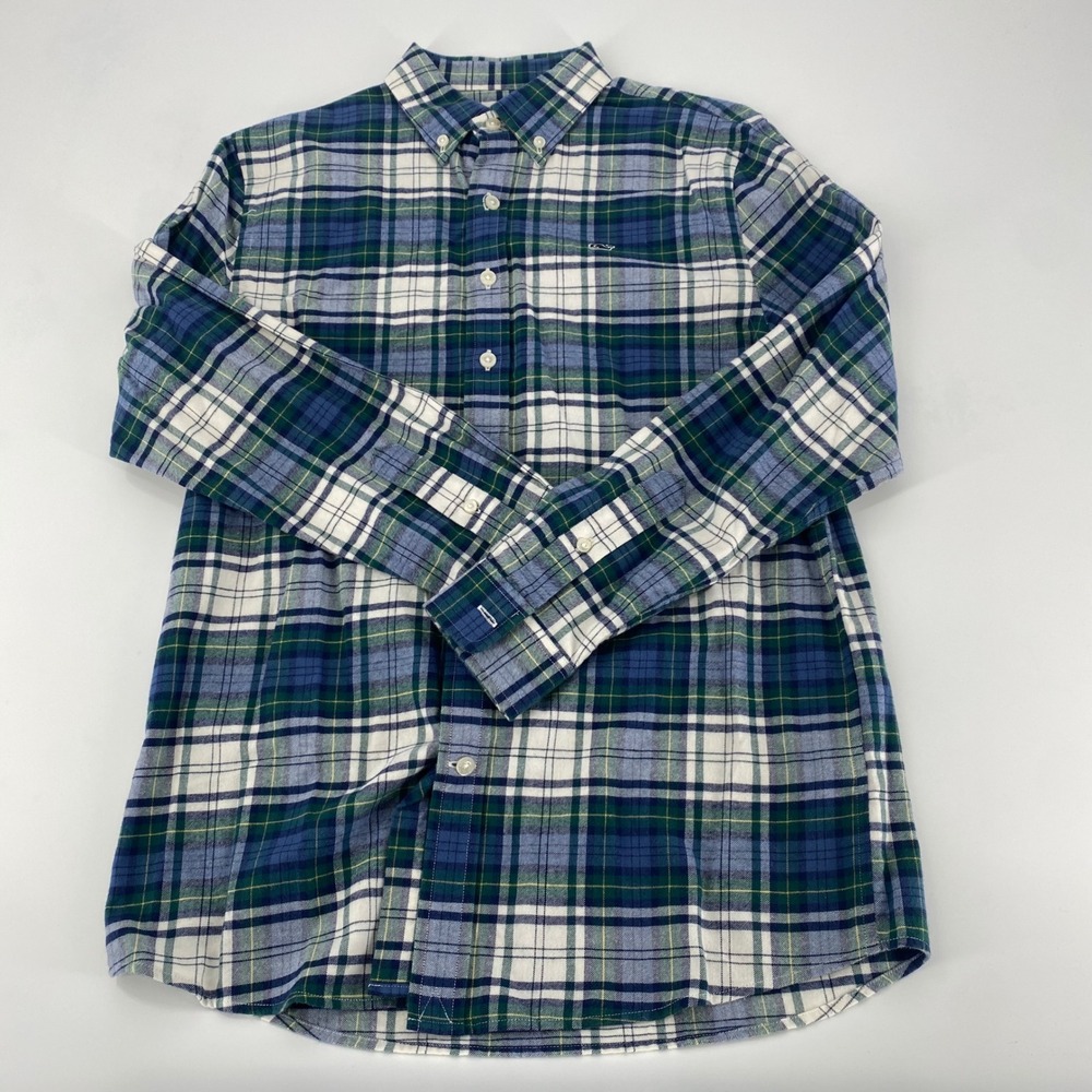 Vineyard Vines Whale Shirt Mens Large Classic Plaid Button Down Cotton